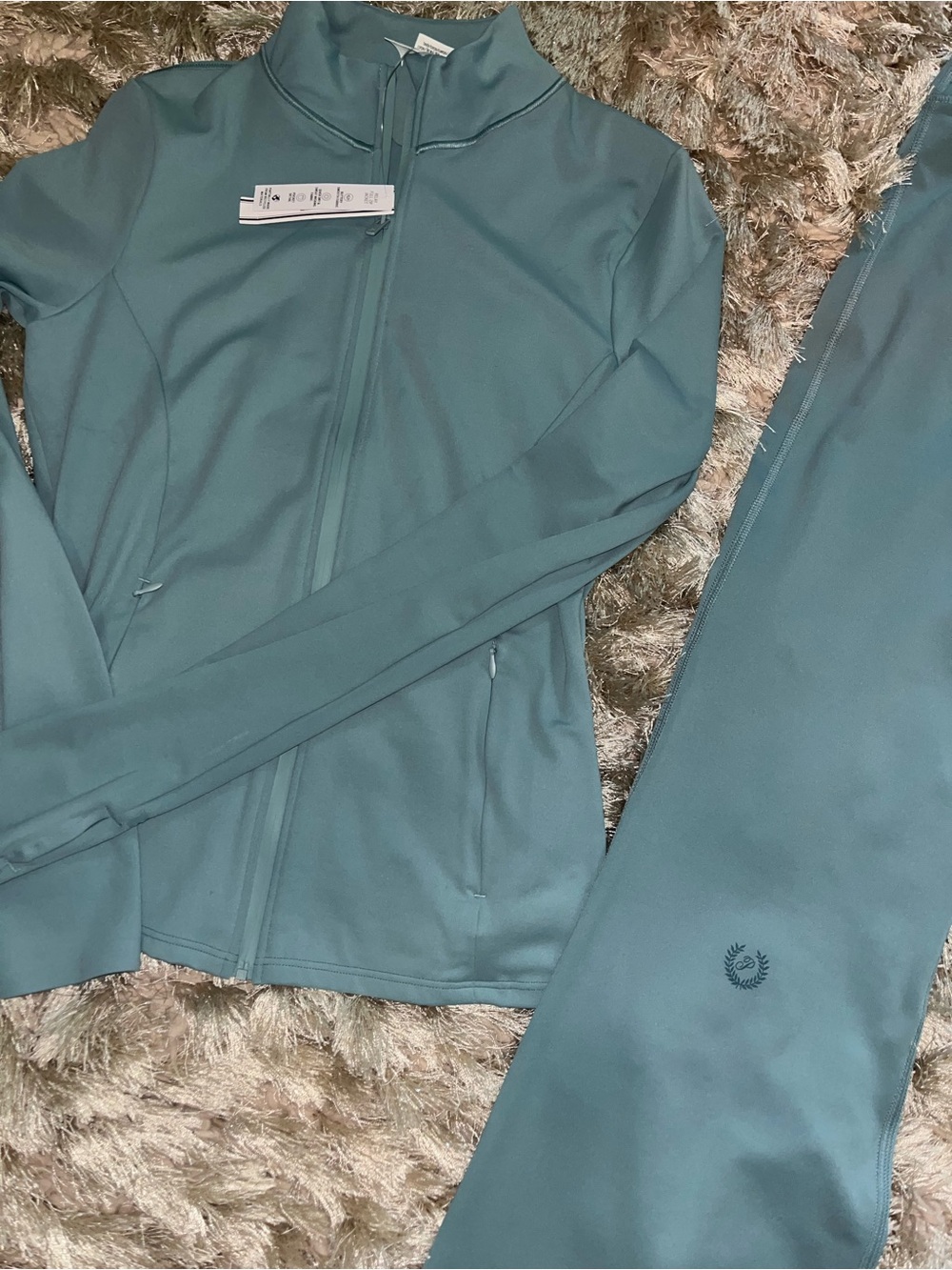 PINK Victoria's Secret Teal Two-Piece Pajama Set - Picture 2 of 3